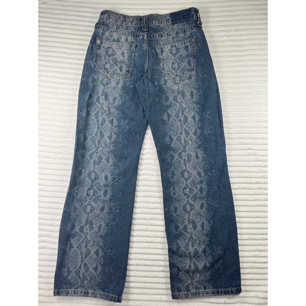 BDG Urban Outfitters Womens Snake Print Straight Leg Jeans Blue Acid Wash Denim - Picture 3 of 14